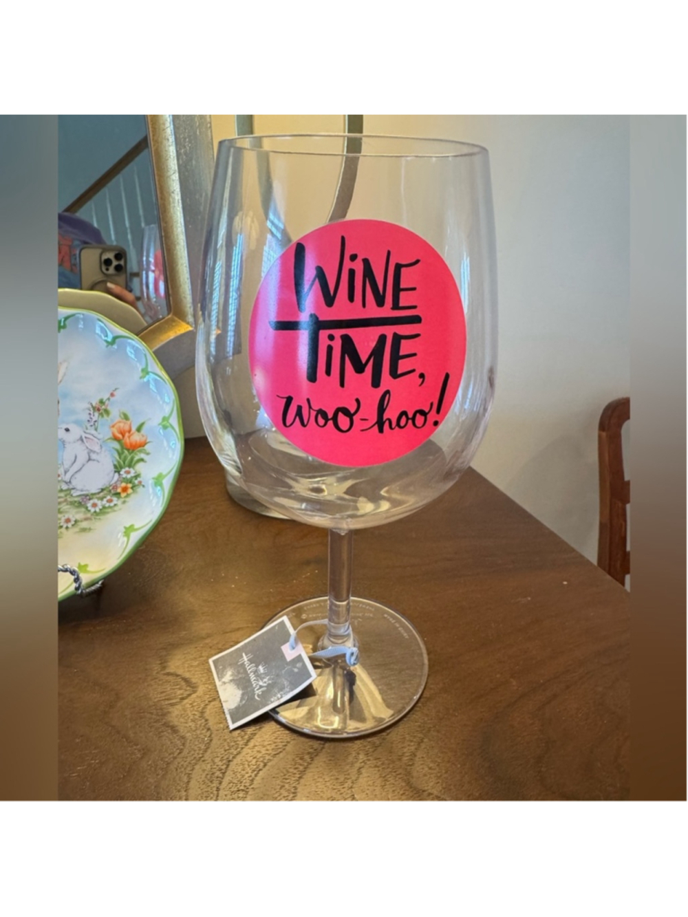 Oversized Pink Polka Dot Wine Glass